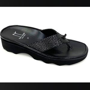 Thierry Rabotin toe loop black leather sandals Arch Support EU 38/8